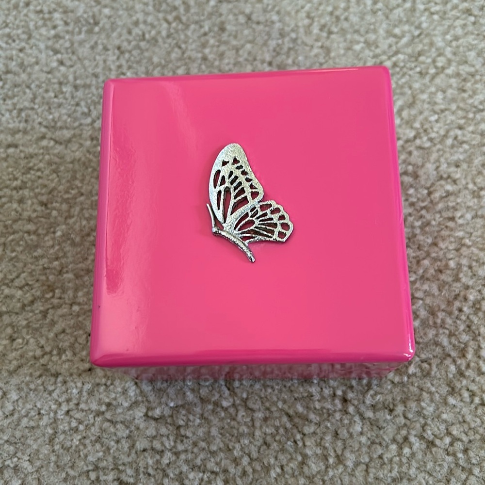 Talbots Small Pink Lacquered Butterfly Box